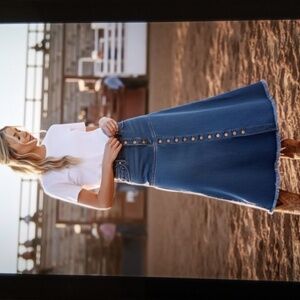 Silvertab Vintage Denium Womens Maxi Raw Hem Skirt Rodeo Festival Sz 13/14